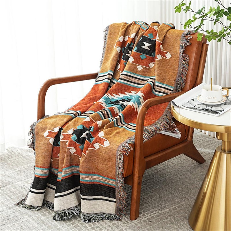 Homesy Boho Throw Blankets Southwestern Bed Throws Cover Reversible Green Aztec Southwest Blanket for Couch Chair Sofa Home Outdoor Beach Car Tent Travel Camping 51""x63"" - Image 2